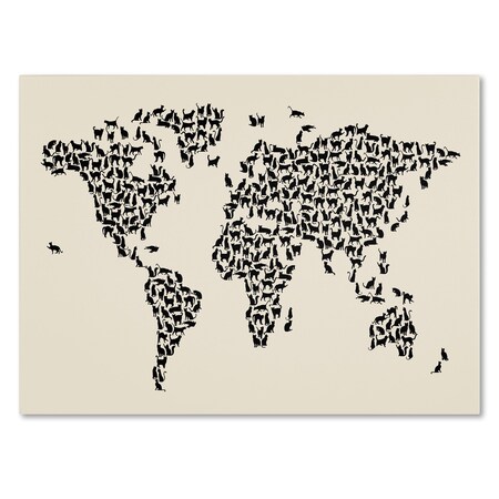 Michael Tompsett 'Cats World Map 2' Canvas Art,30x47